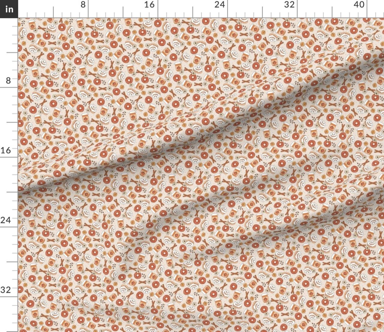 Various Fabrics by the Yard or Fat Quarter Autumn Treats Leaves Pumpkins Donuts Cinnamon Bun Pumpkin Spice Flowers Custom Printed Fabric by Spoonflower